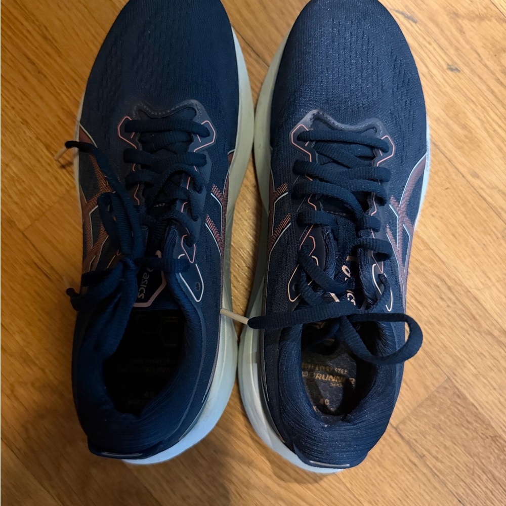 Asics Women's Navy Running Sneakers with Rose-Gold Accents